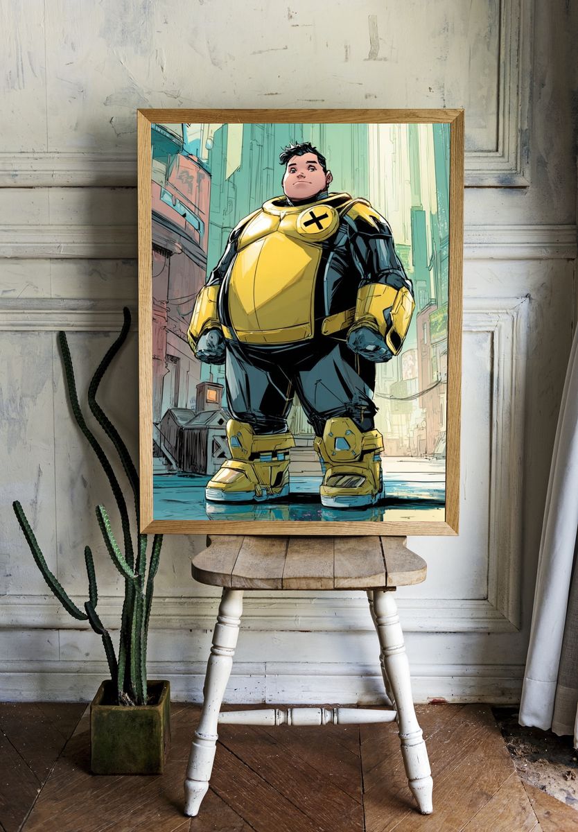 Superhero Cityscape Illustration Poster. — room view 1