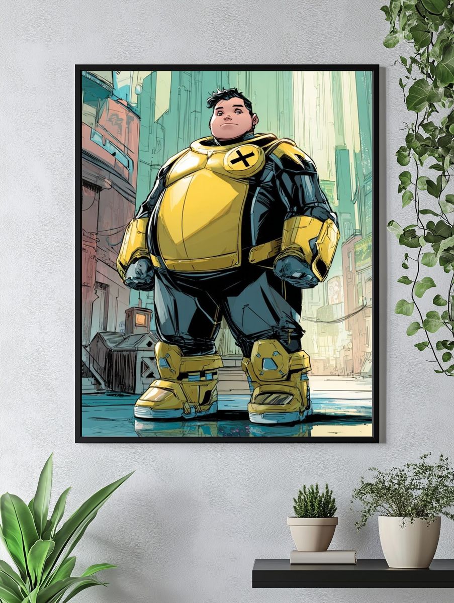 Superhero Cityscape Illustration Poster. — room view 4