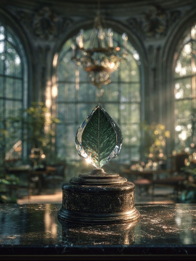 Crystal Leaf Trophy Illustration Poster. poster detail