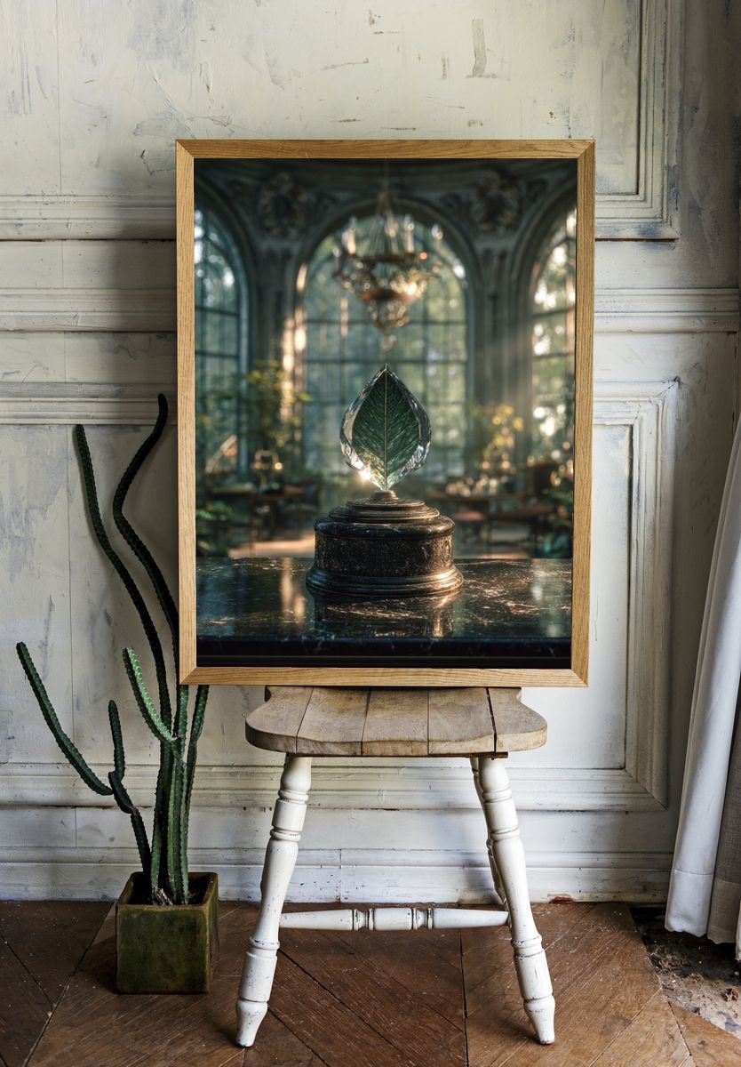 Crystal Leaf Trophy Illustration Poster. — room view 1