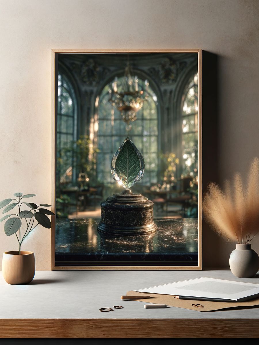 Crystal Leaf Trophy Illustration Poster. — room view 2