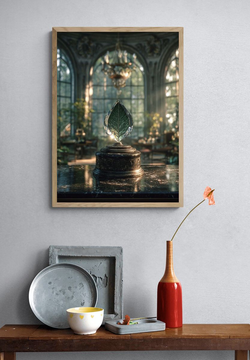 Crystal Leaf Trophy Illustration Poster. — room view 3