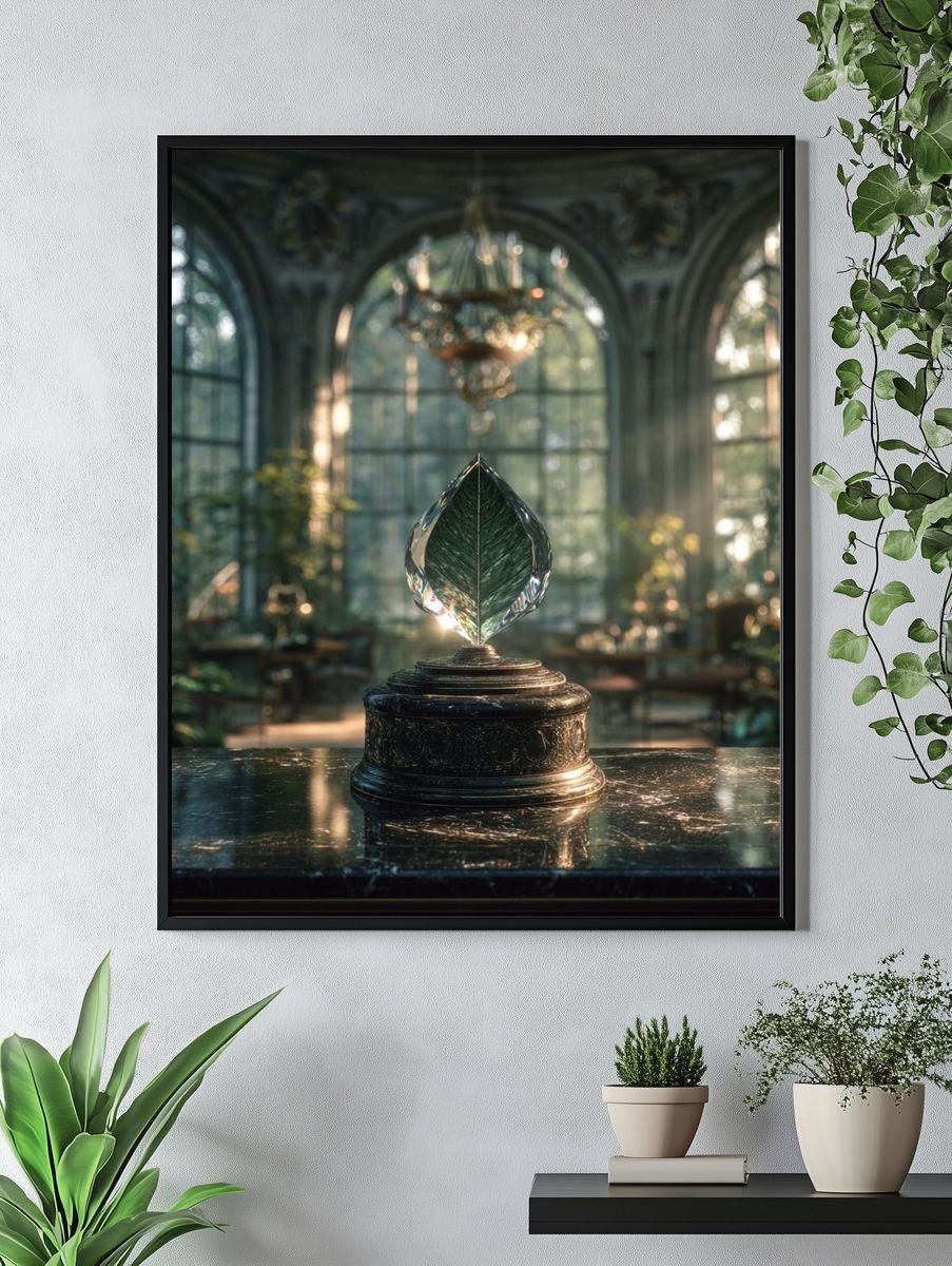Crystal Leaf Trophy Illustration Poster. — room view 4