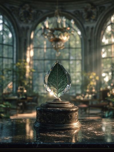 Crystal Leaf Trophy Illustration Poster. poster print