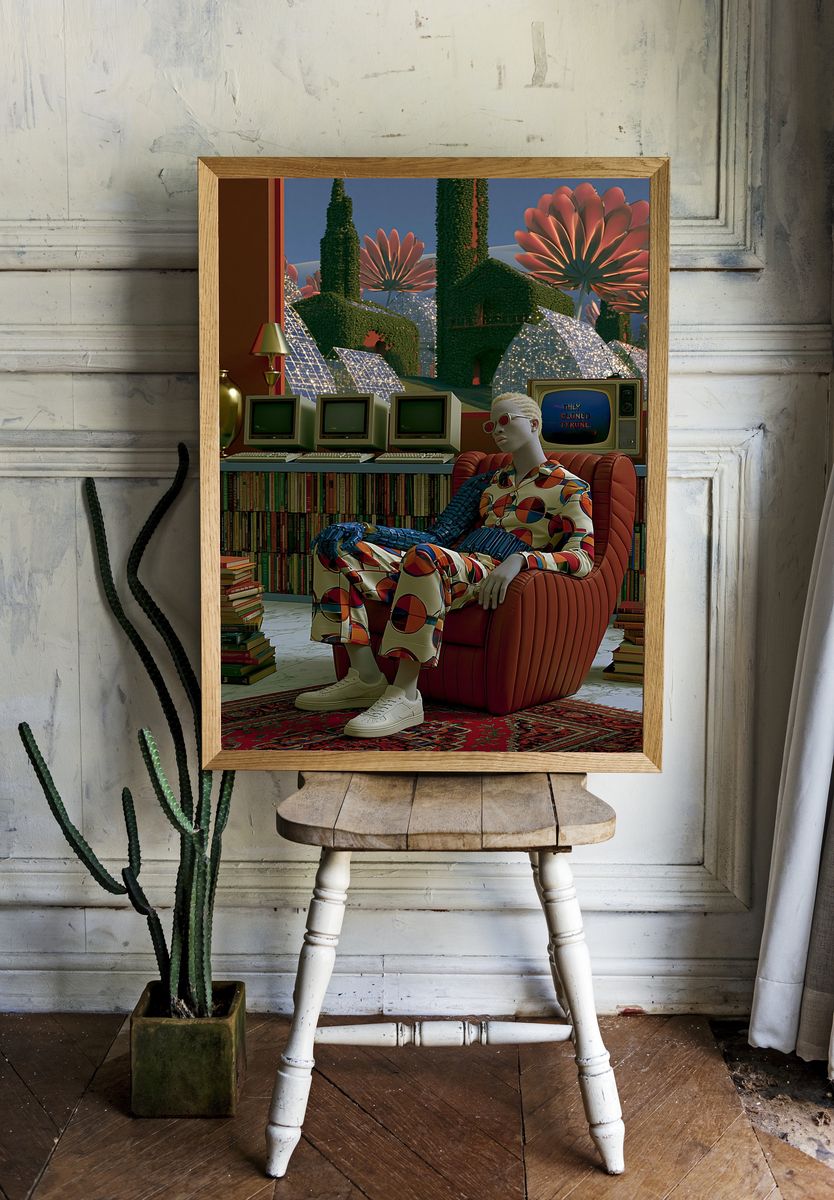 Retro Surreal Clone Room Poster. — room view 1
