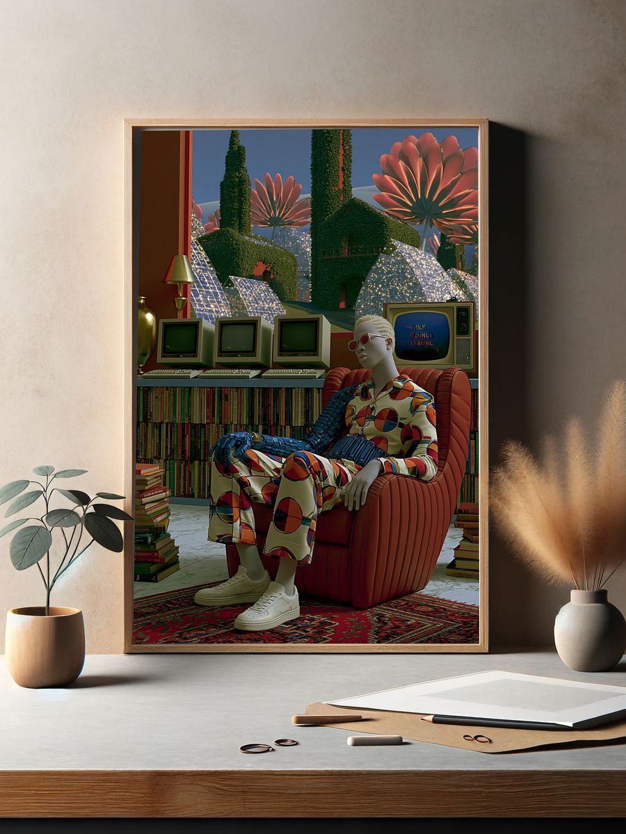 Retro Surreal Clone Room Poster. — room view 2