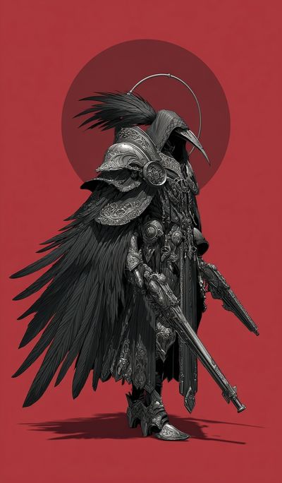 Dark Raven Warrior Digital Art Poster. poster print