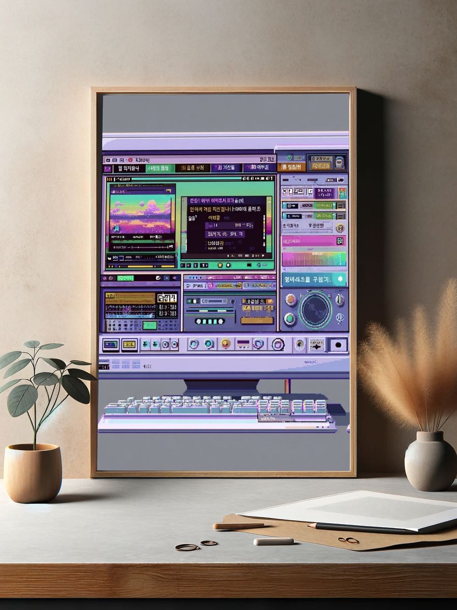 Retro Computer Interface Poster. — room view 2