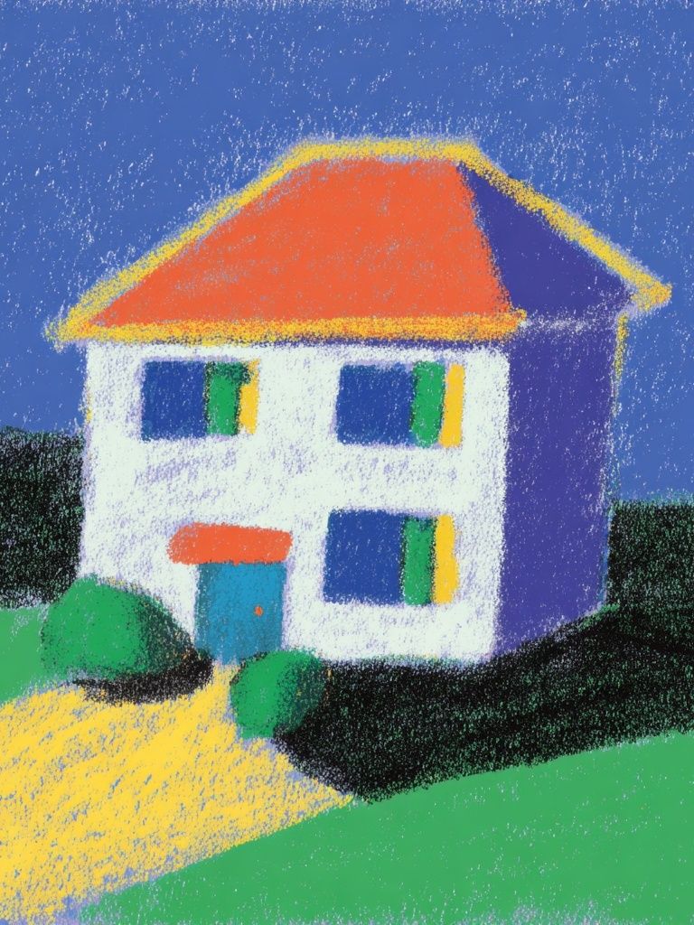 Colorful House Pastel Illustration Poster. poster detail