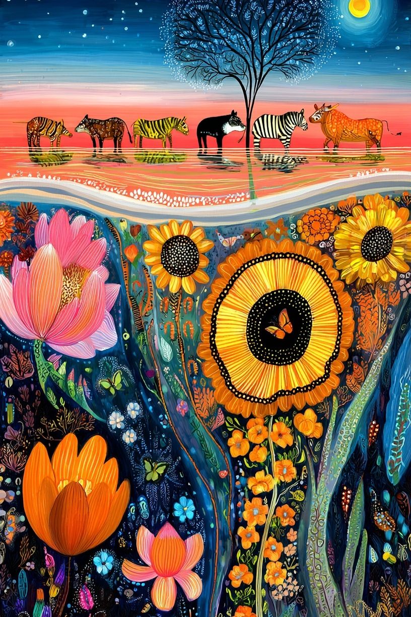 Safari Bloom Dreamscape Poster. poster — illustration art