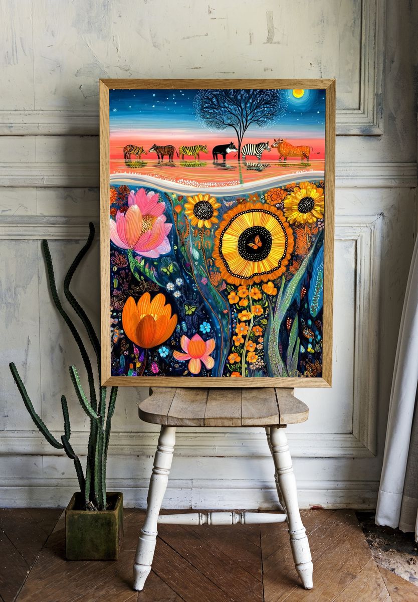 Safari Bloom Dreamscape Poster. — room view 1