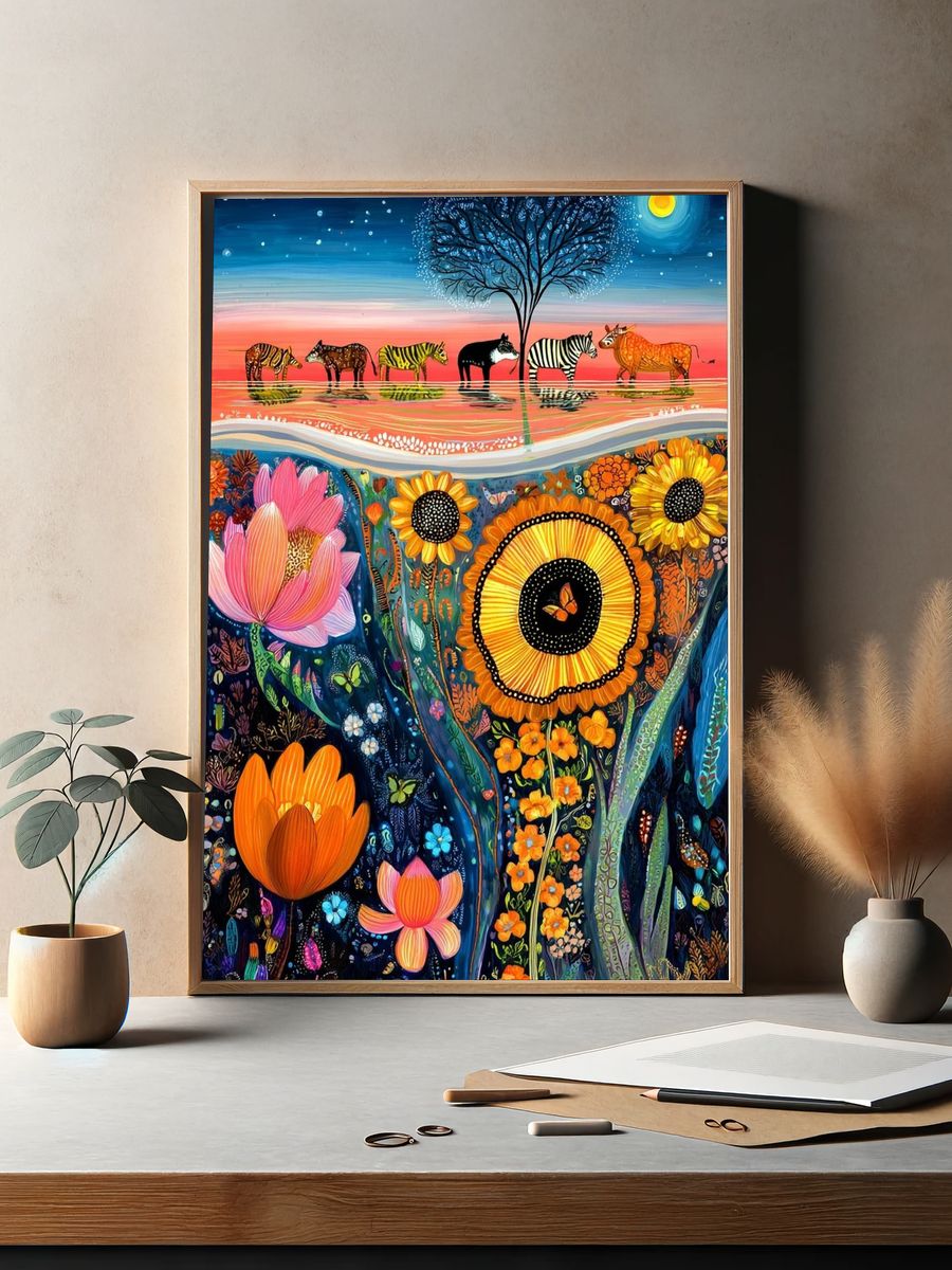 Safari Bloom Dreamscape Poster. — room view 2