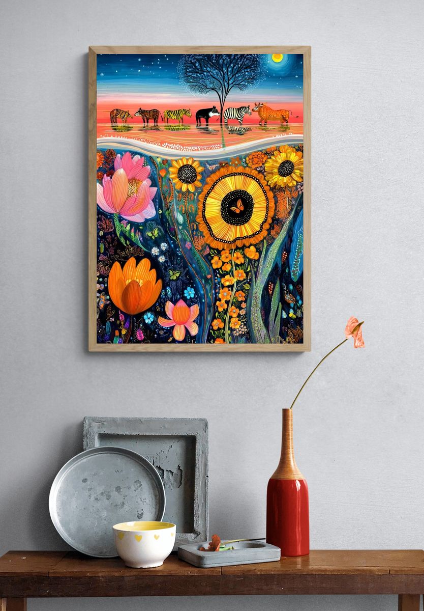 Safari Bloom Dreamscape Poster. — room view 3