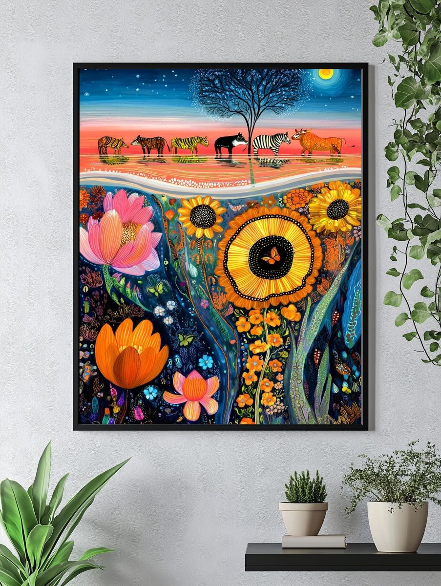 Safari Bloom Dreamscape Poster. — room view 4