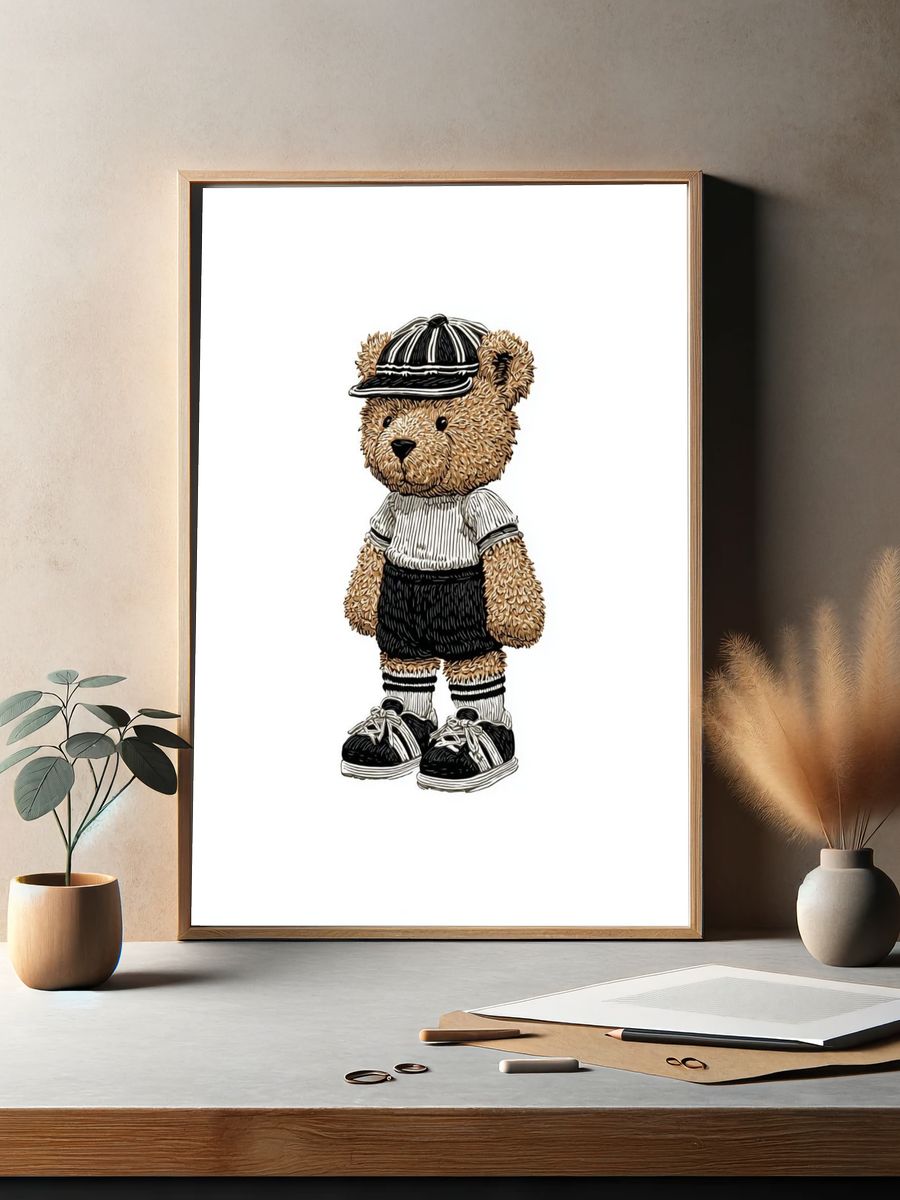 Teddy Bear in Cap Illustration Poster. — room view 2