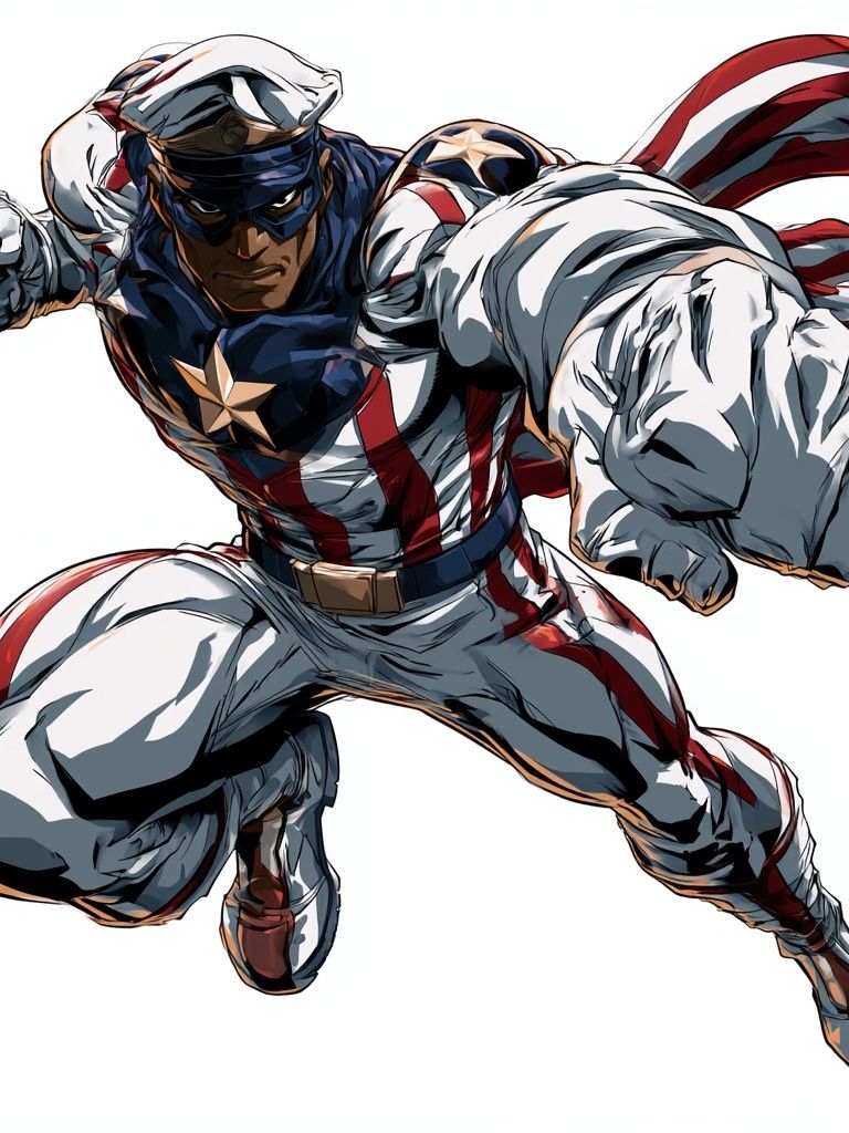 Captain America Action Illustration Poster. poster — illustration art