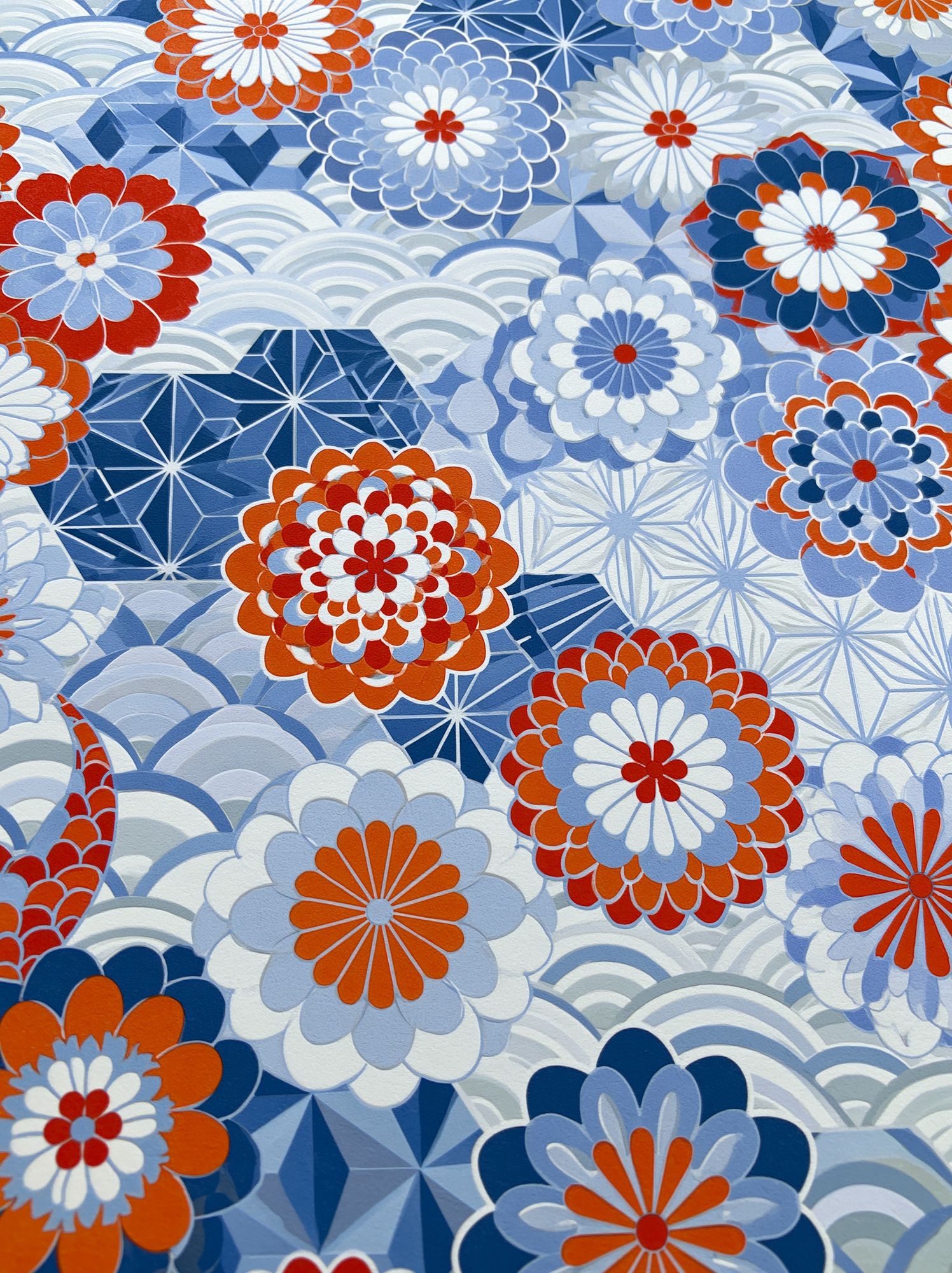 Blue Floral Pattern Illustration Poster. poster detail