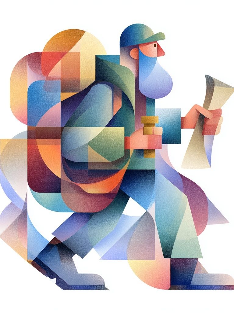 Geometric Walker Illustration Poster. poster — illustration art