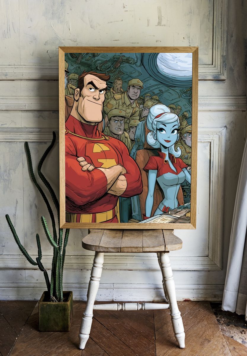 Superhero Crew Comic Art Print. — room view 1