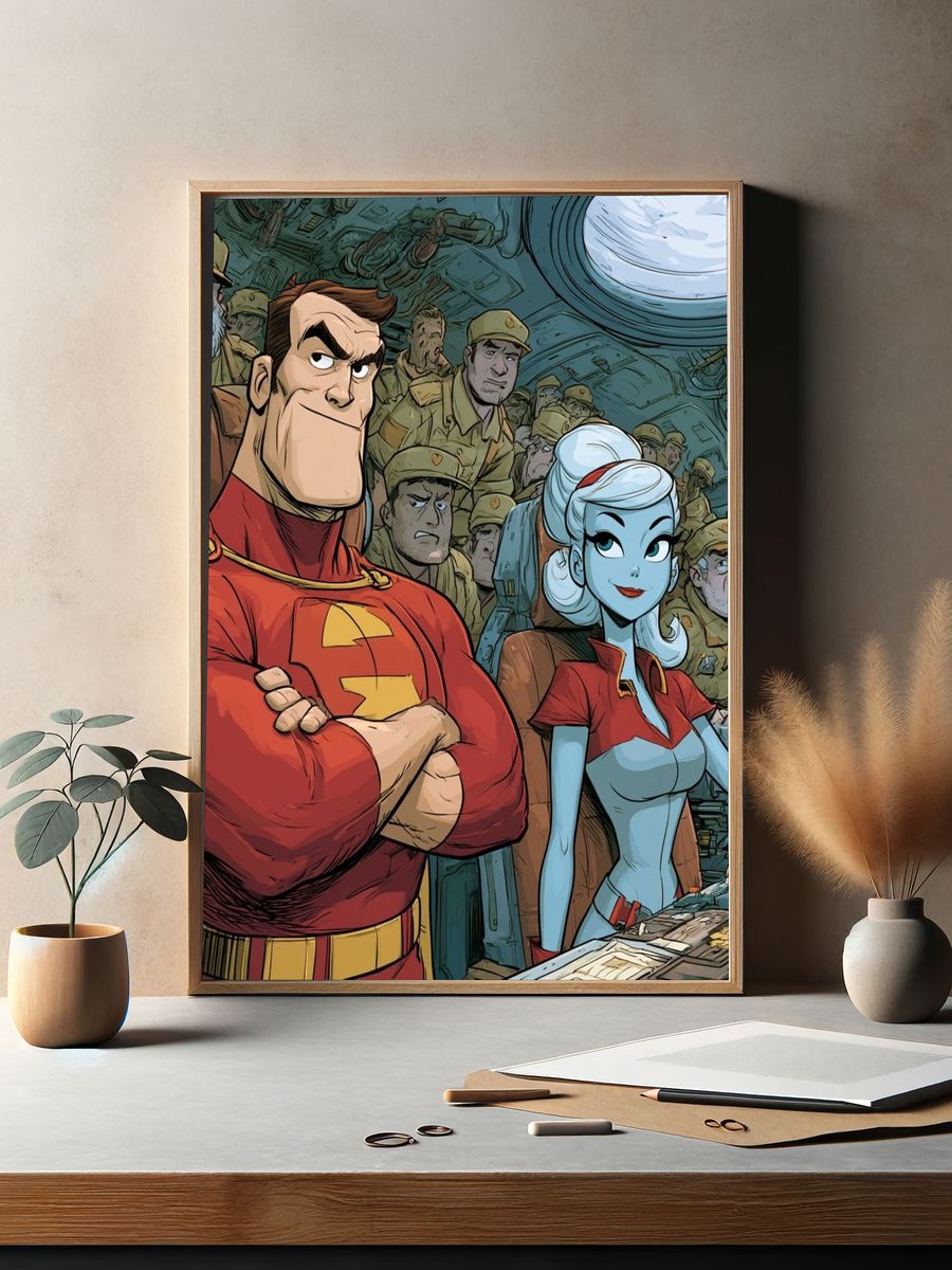 Superhero Crew Comic Art Print. — room view 2