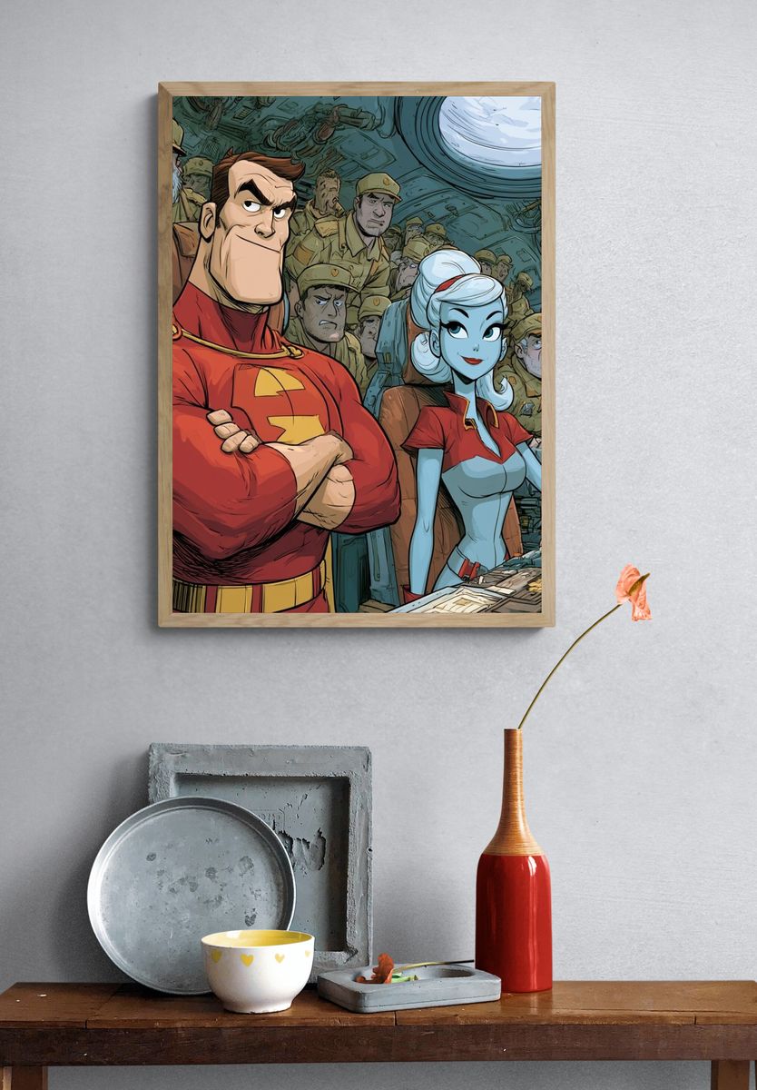 Superhero Crew Comic Art Print. — room view 3
