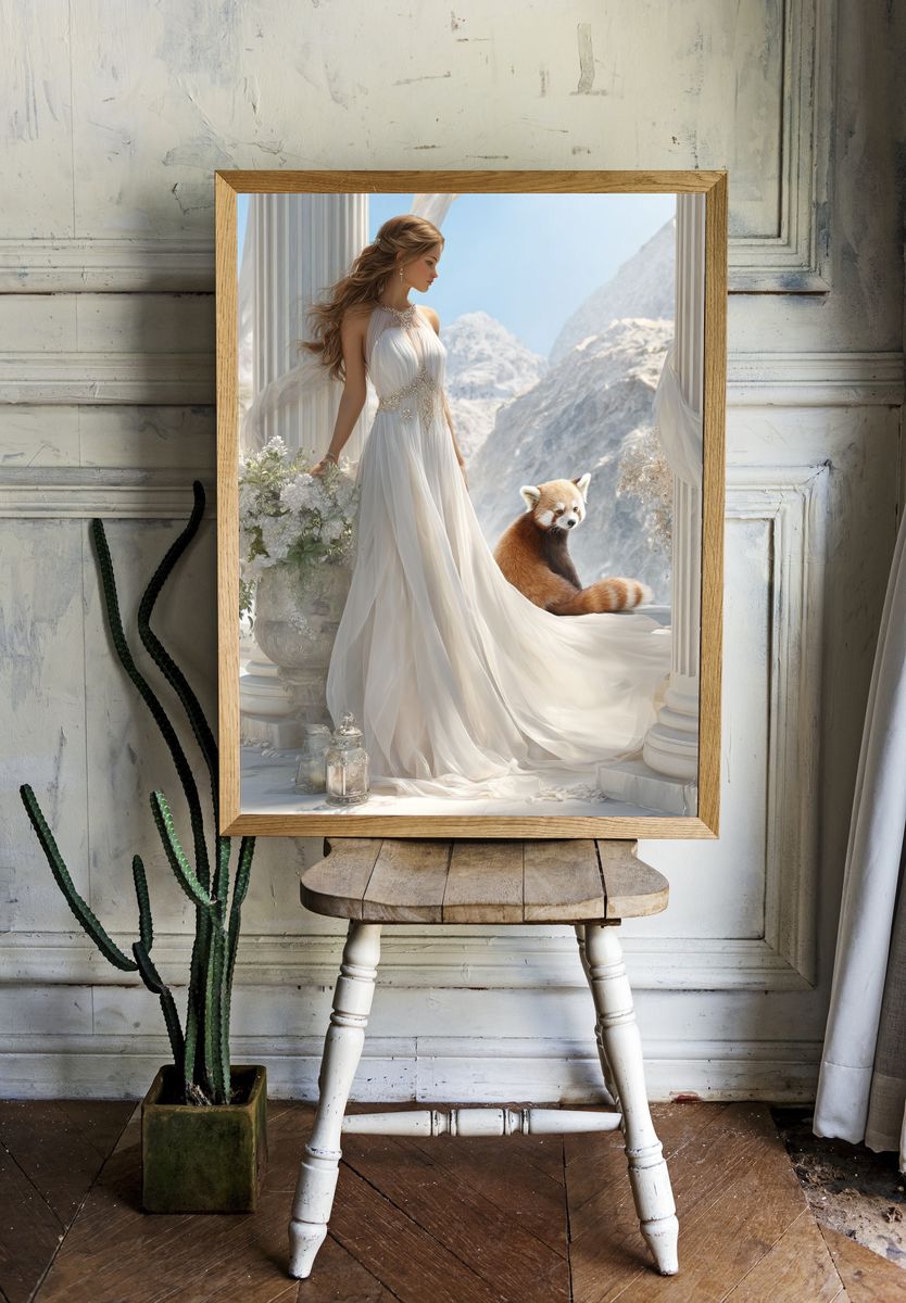 Dreamy Red Panda Portrait Print. — room view 1