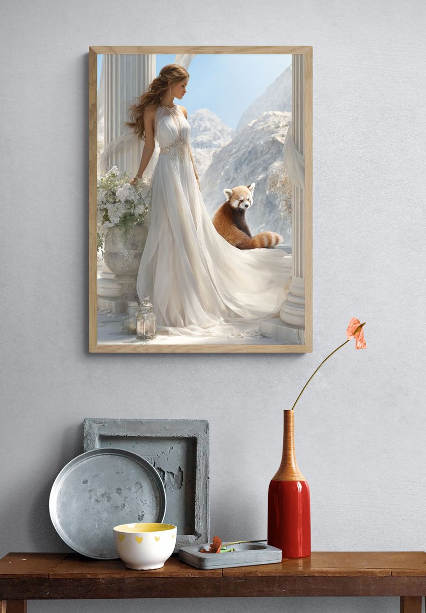 Dreamy Red Panda Portrait Print. — room view 3