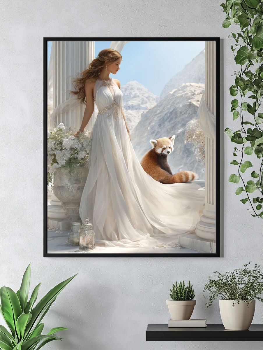 Dreamy Red Panda Portrait Print. — room view 4