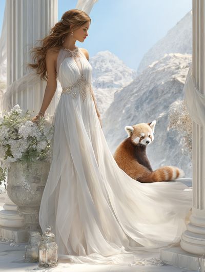 Dreamy Red Panda Portrait Print. poster print