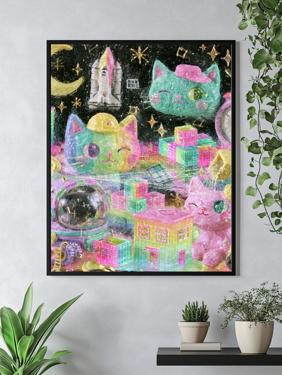 Kawaii Space Cats Poster. — room view 4