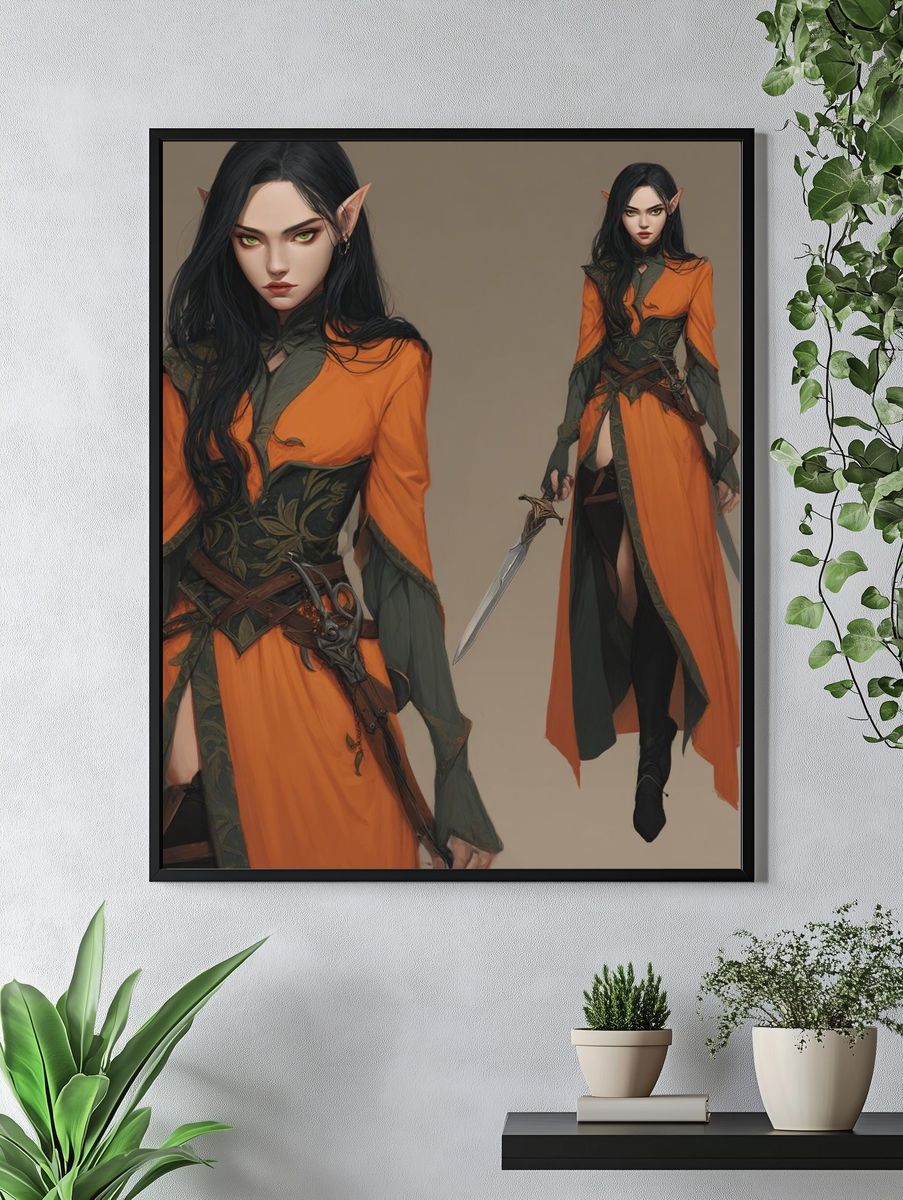 Elf Warrior Fantasy Illustration Poster. — room view 4