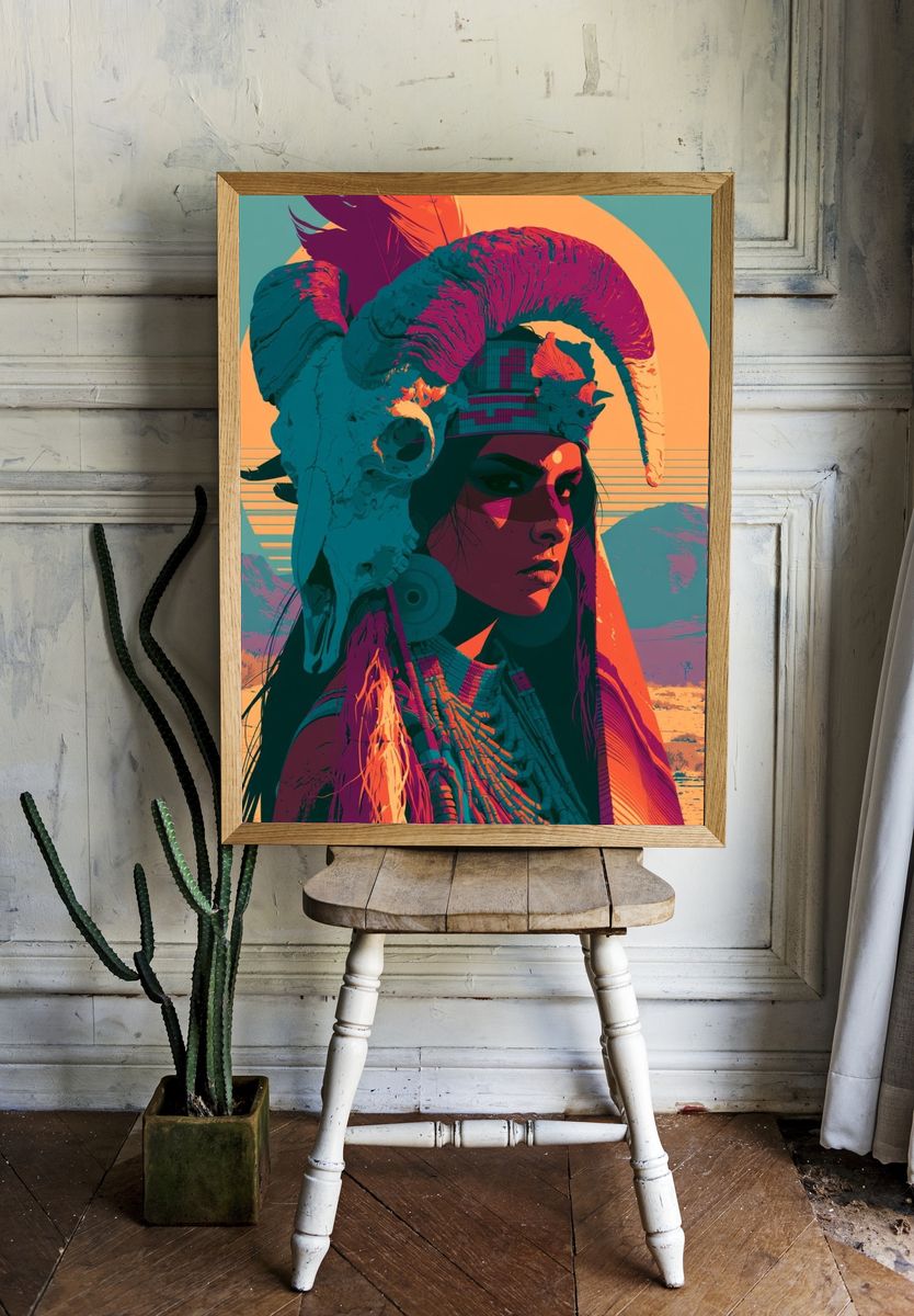 Desert Shaman Portrait Poster. — room view 1