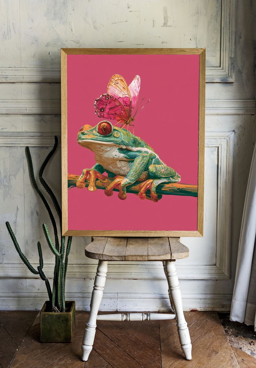 Butterfly Frog Digital Art Poster. — room view 1