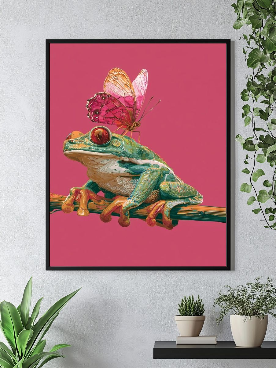 Butterfly Frog Digital Art Poster. — room view 4