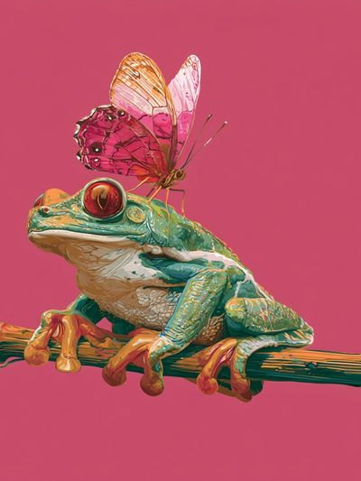 Butterfly Frog Digital Art Poster. poster print