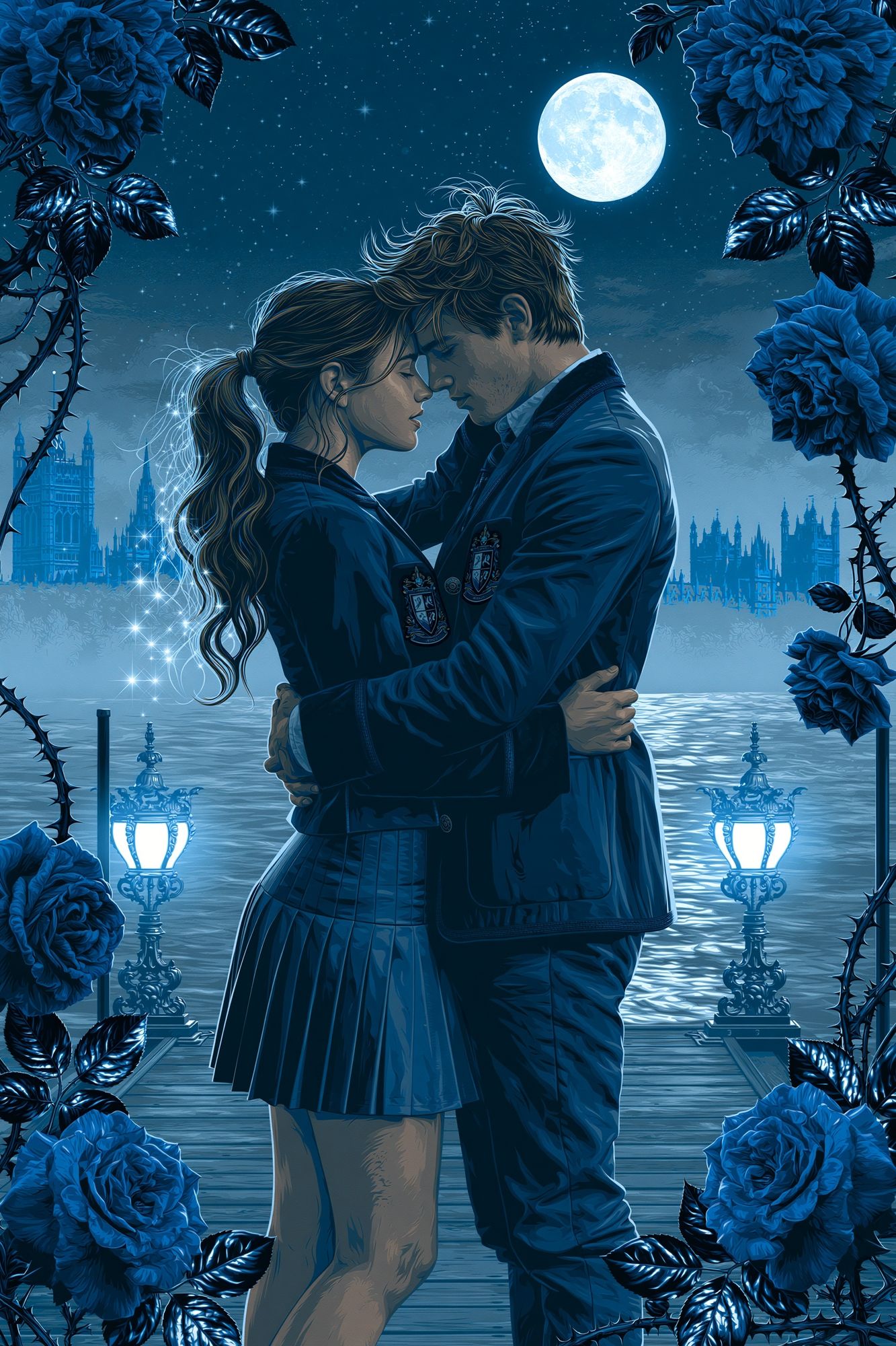Moonlit Romance Digital Art Poster. poster — illustration art