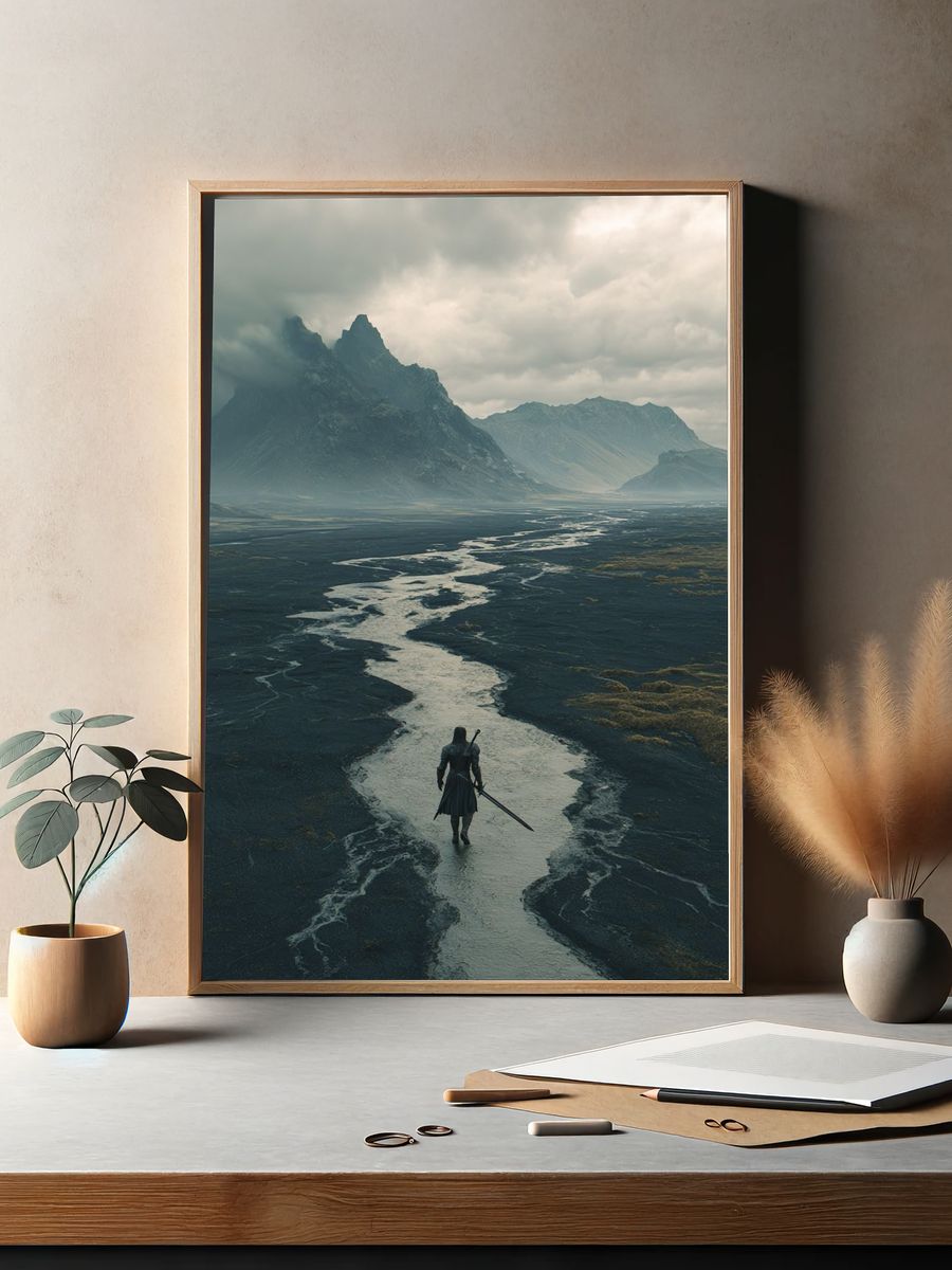 Lone Warrior Mountain Print. — room view 2
