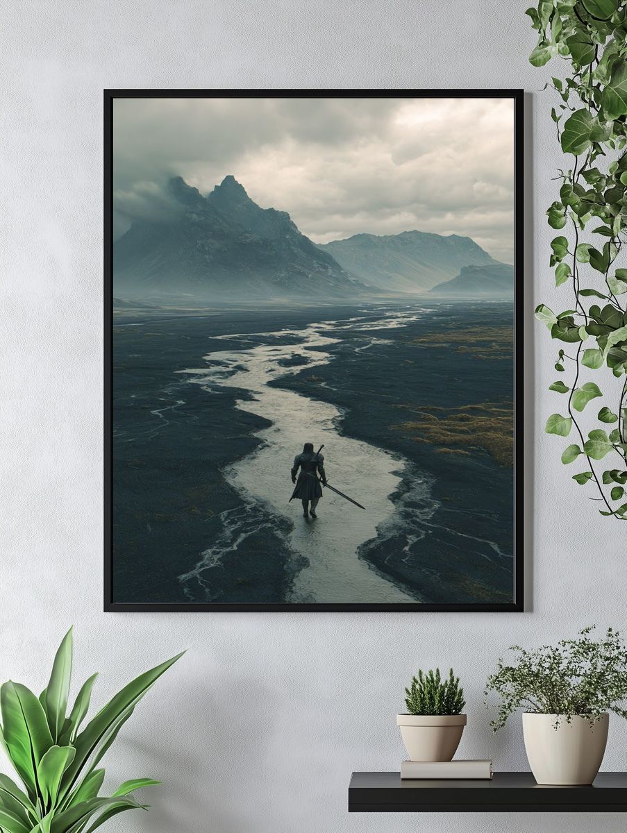 Lone Warrior Mountain Print. — room view 4