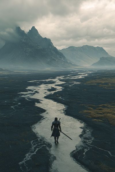 Lone Warrior Mountain Print. poster print