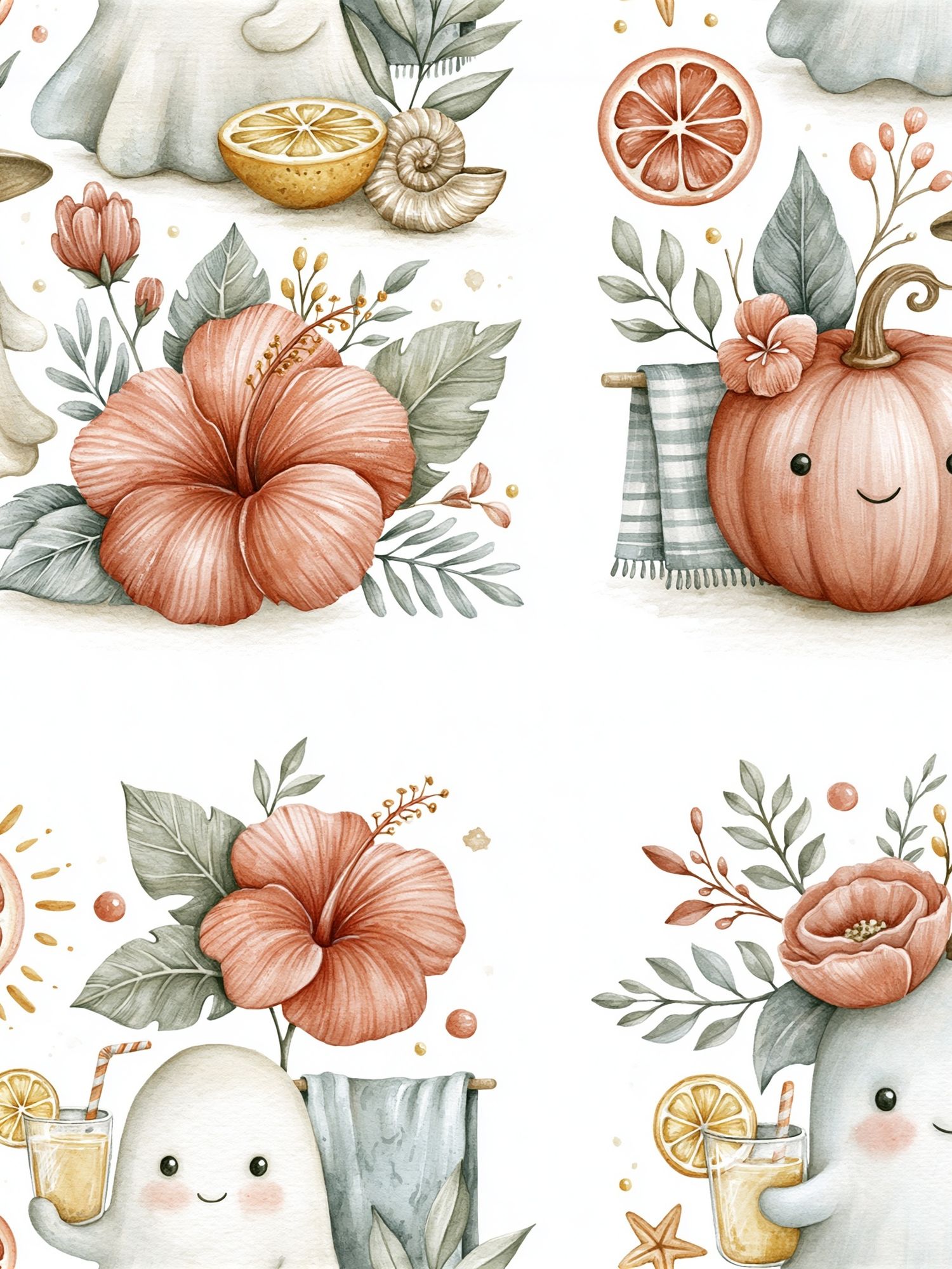 Autumn Ghosts Watercolor Poster. poster detail