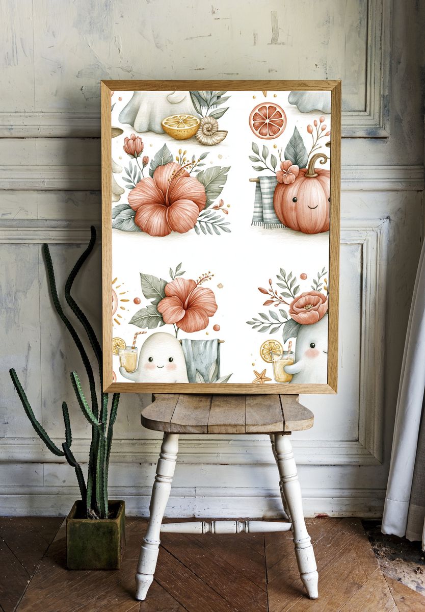 Autumn Ghosts Watercolor Poster. — room view 1