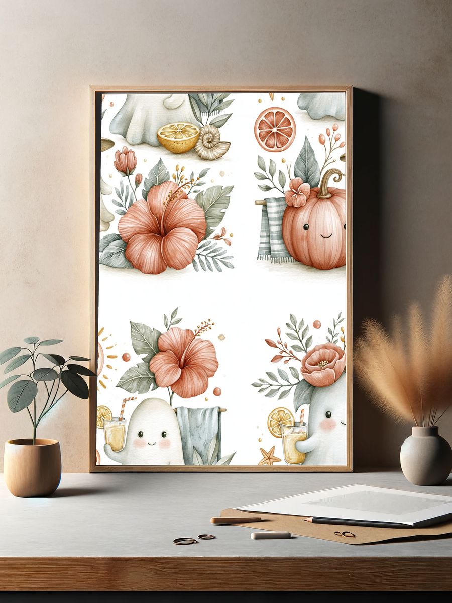Autumn Ghosts Watercolor Poster. — room view 2