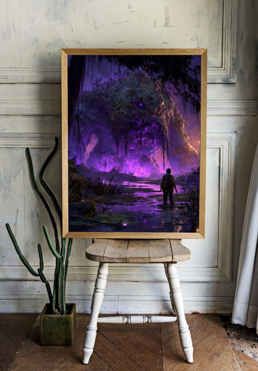 Neon Jungle Titan Illustration Poster. — room view 1