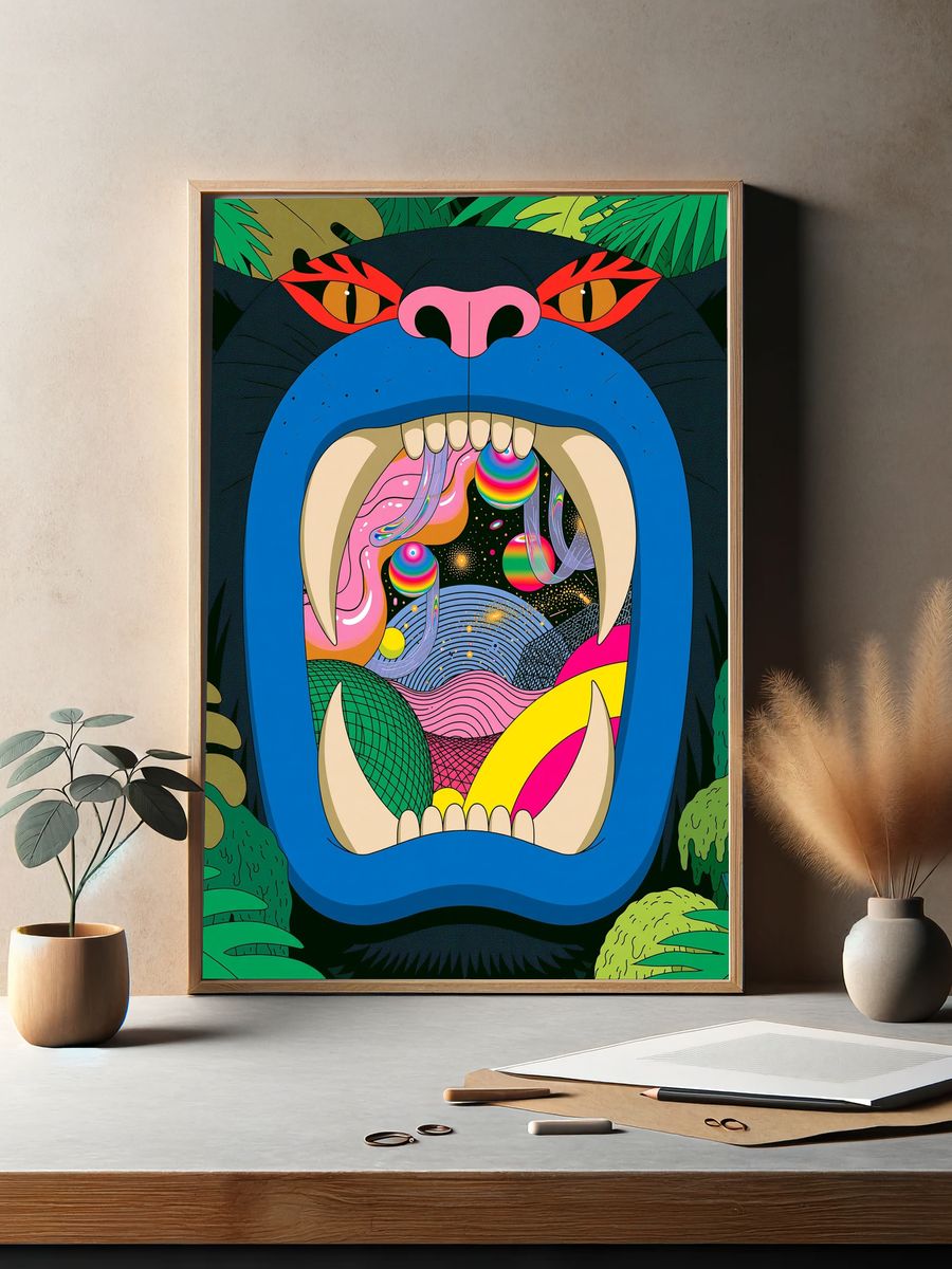 Psychedelic Gorilla Jungle Poster. — room view 2