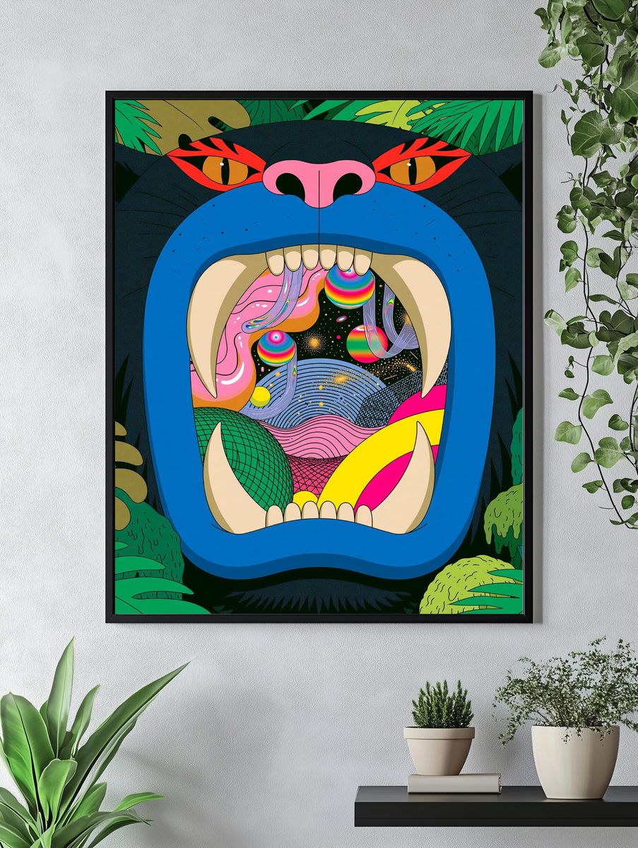 Psychedelic Gorilla Jungle Poster. — room view 4