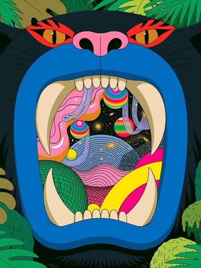 Psychedelic Gorilla Jungle Poster. poster print