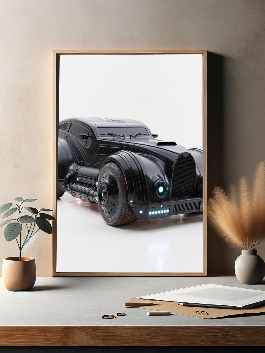 Futuristic Black Hot Rod Poster. — room view 2