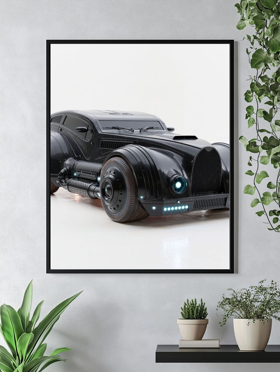 Futuristic Black Hot Rod Poster. — room view 4