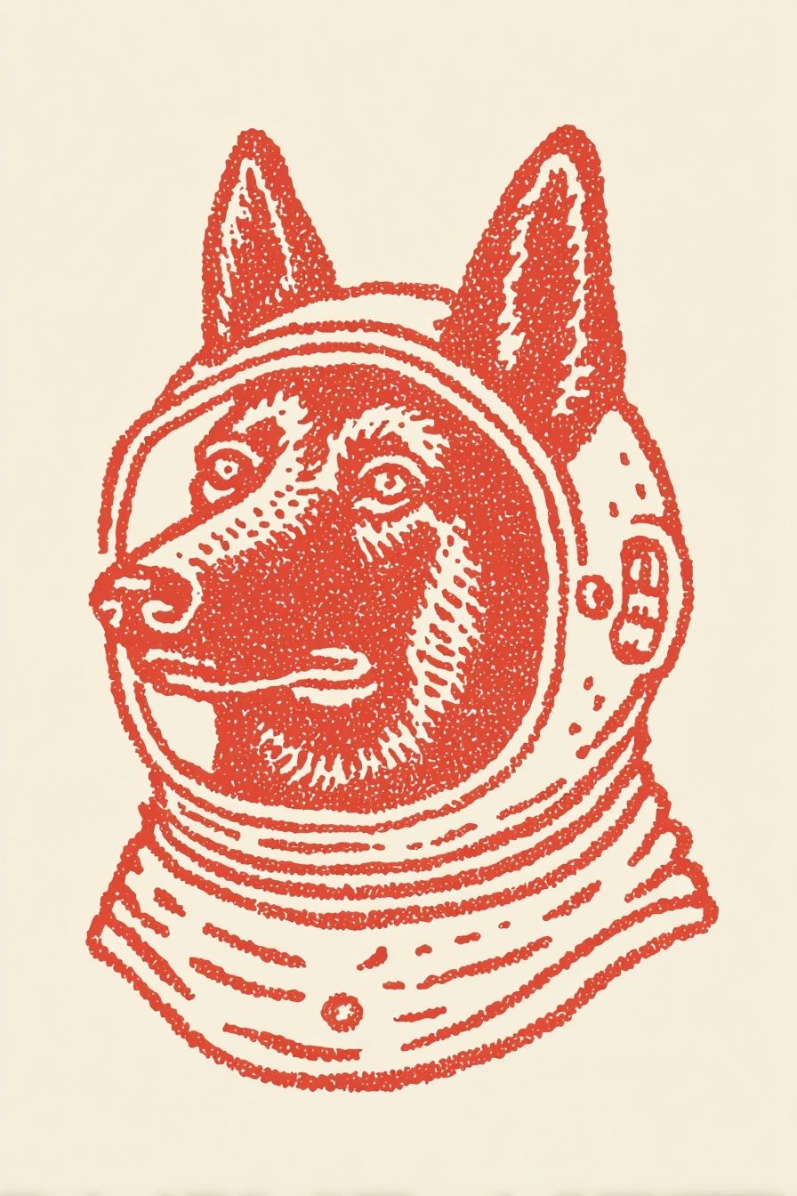 Astronaut Dog Illustration Poster. poster detail