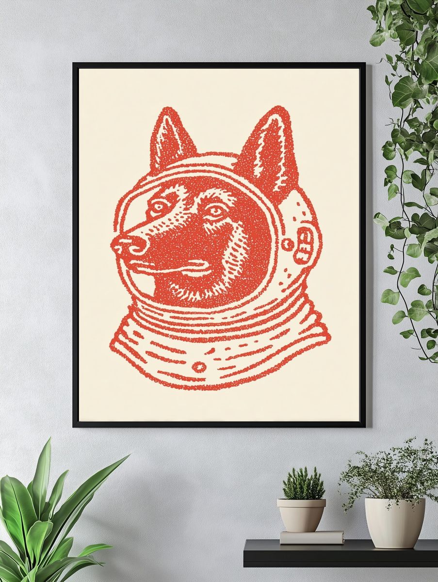 Astronaut Dog Illustration Poster. — room view 4
